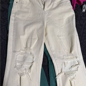 Altered State Cream Distressed Jeans